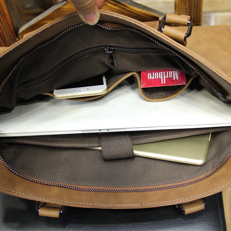 Brand Crazy horse pu leather men bags