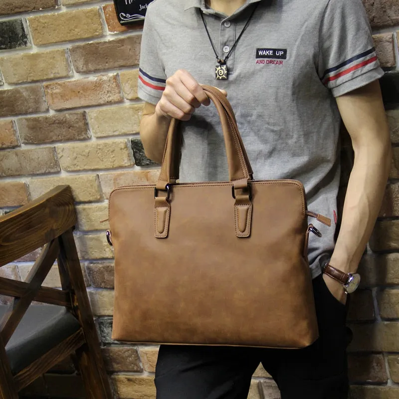 Brand Crazy horse pu leather men bags