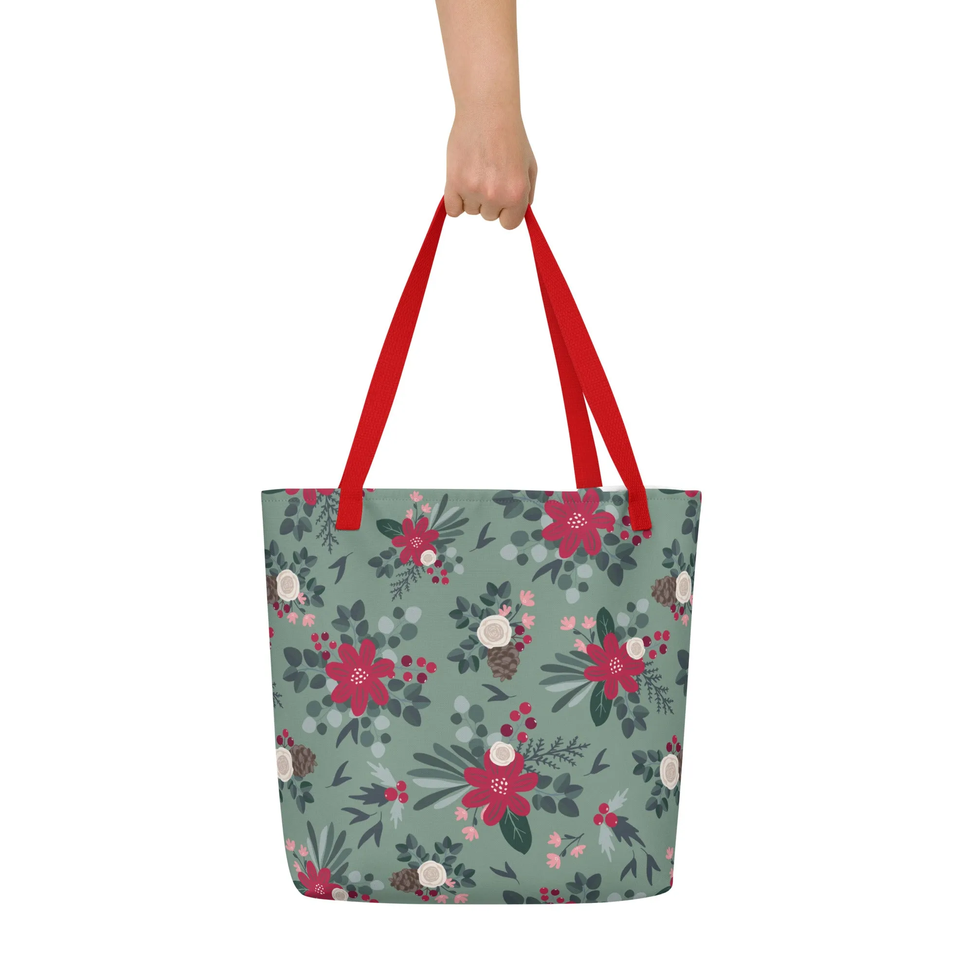 Christmas Floral Large Tote Bag