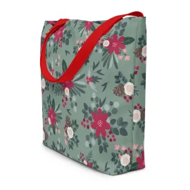 Christmas Floral Large Tote Bag