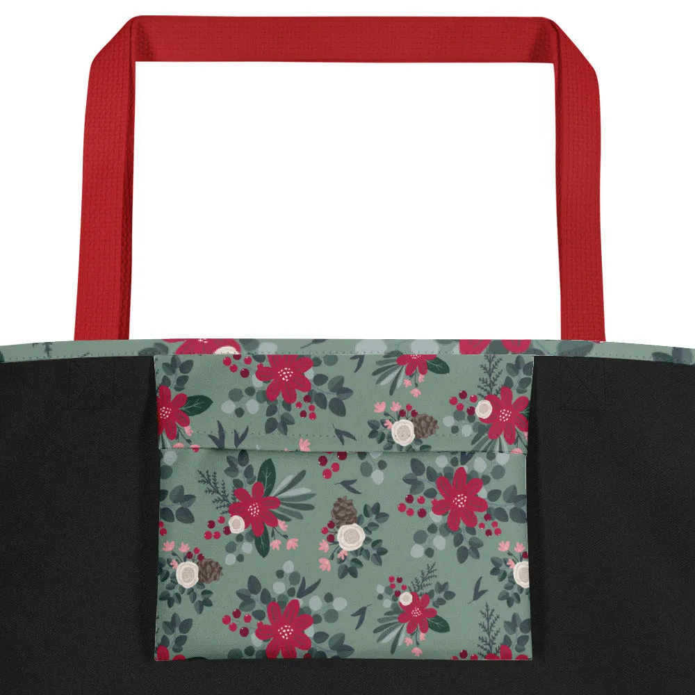 Christmas Floral Large Tote Bag