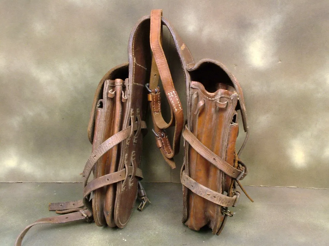 German WW1/WW2 Packtashen 34 Saddle Bag: Mounted & Motorcycle Troop Issue (One Only)