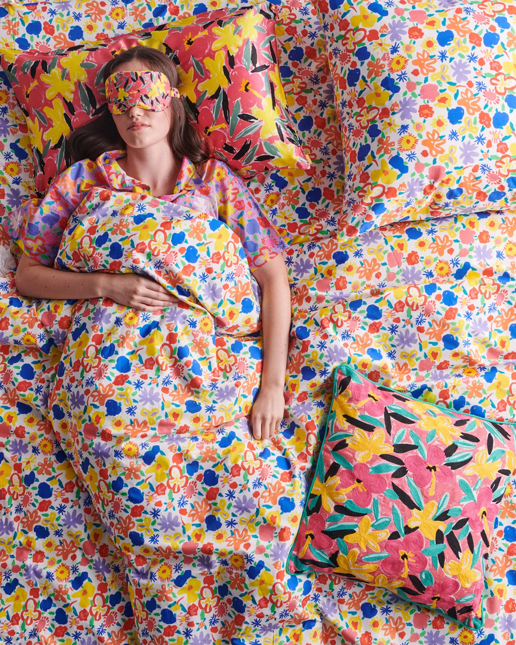 Kip & Co x Ken Done Summer Floral White Organic Cotton Quilt Cover