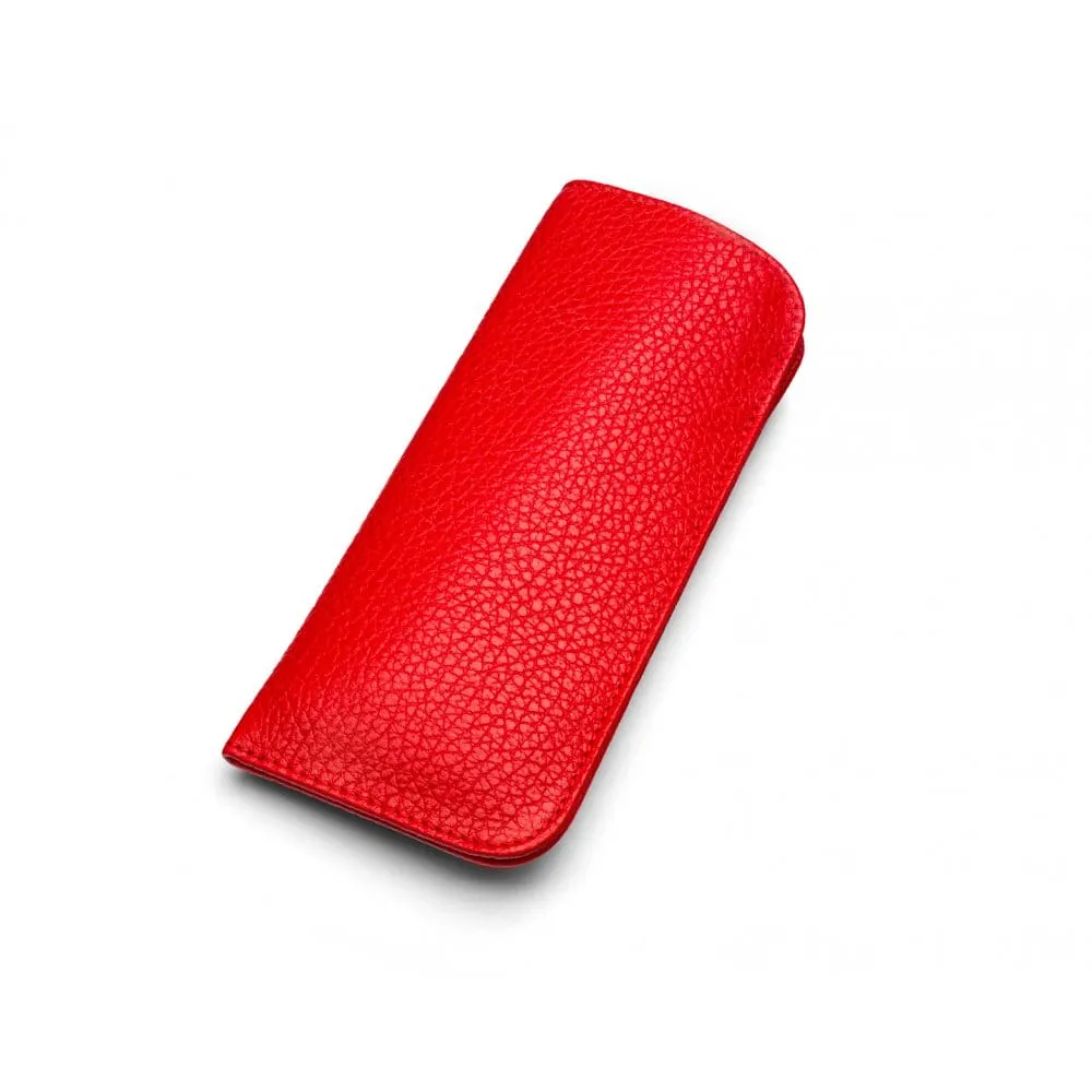 Large Leather Glasses Case - Red Pebble Grain