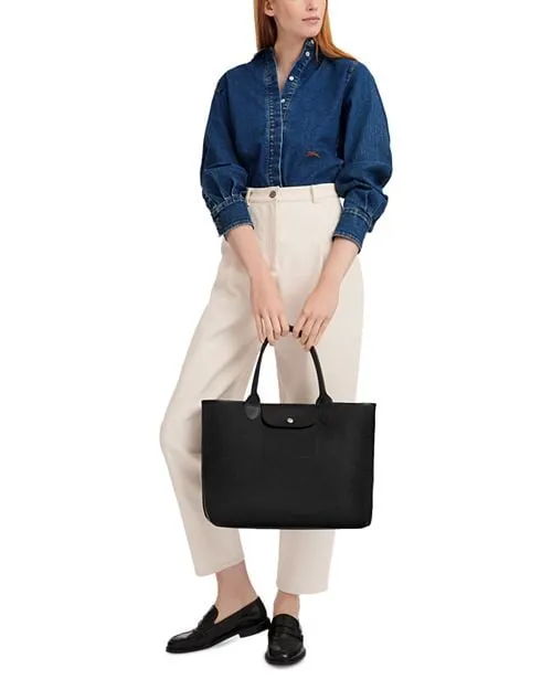 Le Pliage City Longchamp Canvas Tote Bag, Black