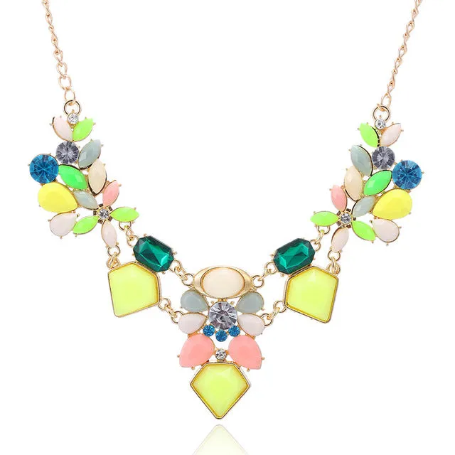 New Arrival Resin Fashion Colorful Cute Charm Gem Flower Choker Necklaces & Pendants Fashion Jewelry Woman Gift Summer style 749