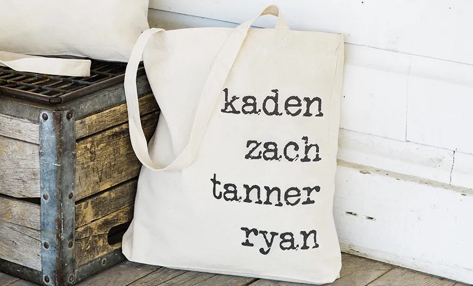 Personalized Family Names Tote Bags