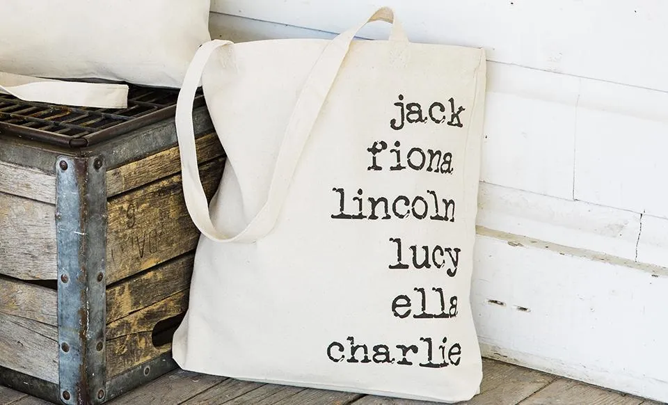 Personalized Family Names Tote Bags