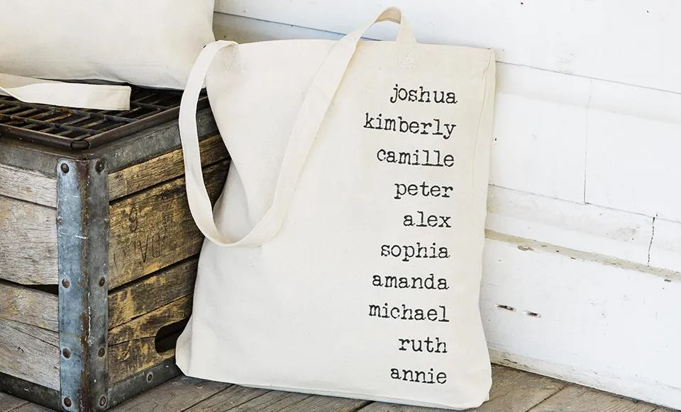 Personalized Family Names Tote Bags