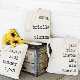 Personalized Family Names Tote Bags