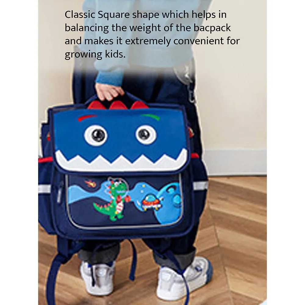 Square shape 3d Tail Dino Space theme School Backpack for Kids