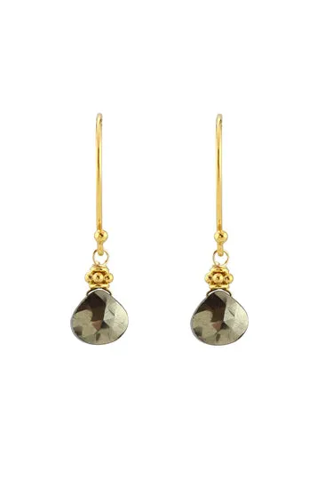Tiny Gold Earrings, Dark Pyrite