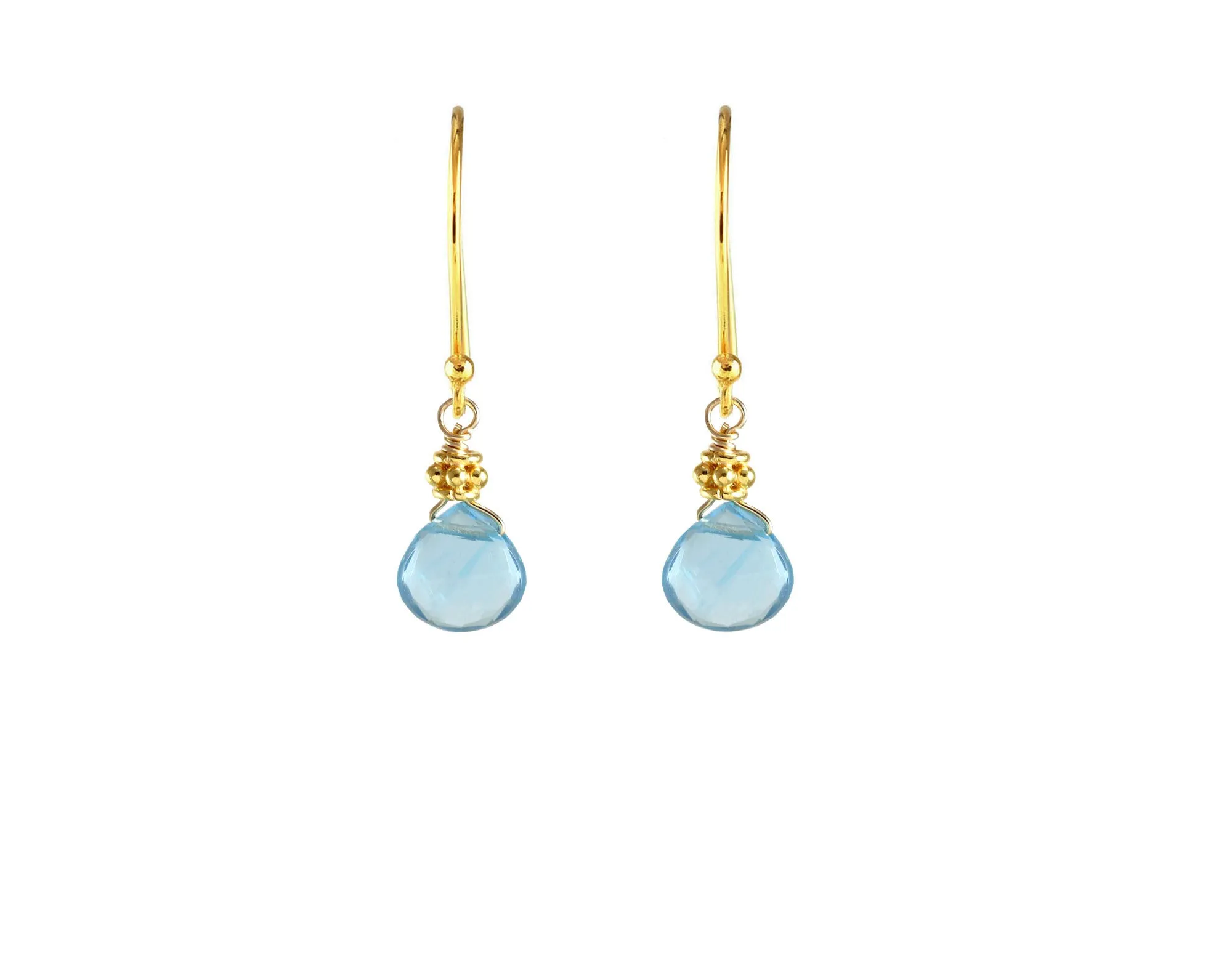 Tiny Gold Swiss Blue Quartz Earring
