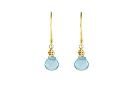 Tiny Gold Swiss Blue Quartz Earring