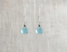 Tiny Silver Swiss Blue Quartz Earring