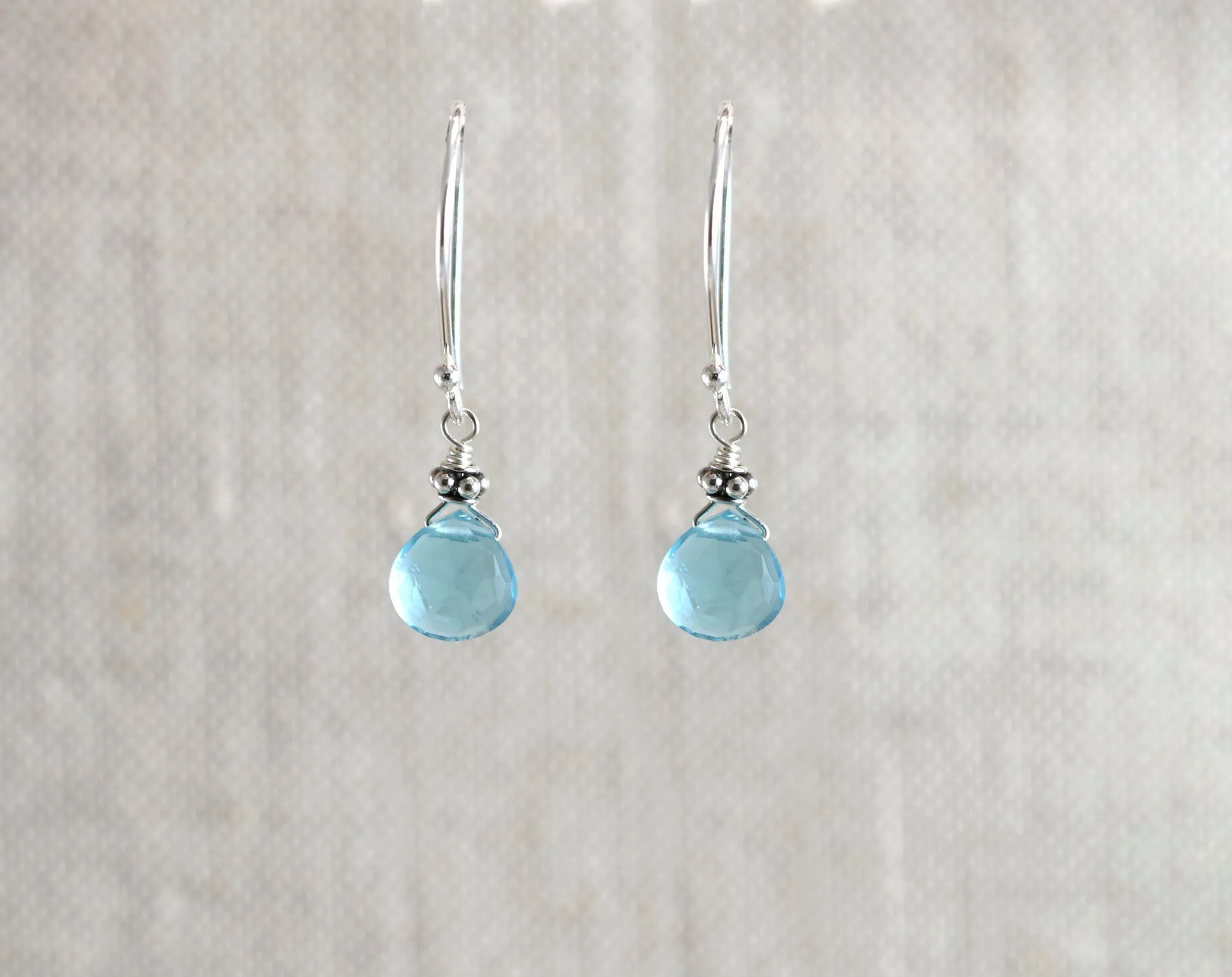 Tiny Silver Swiss Blue Quartz Earring